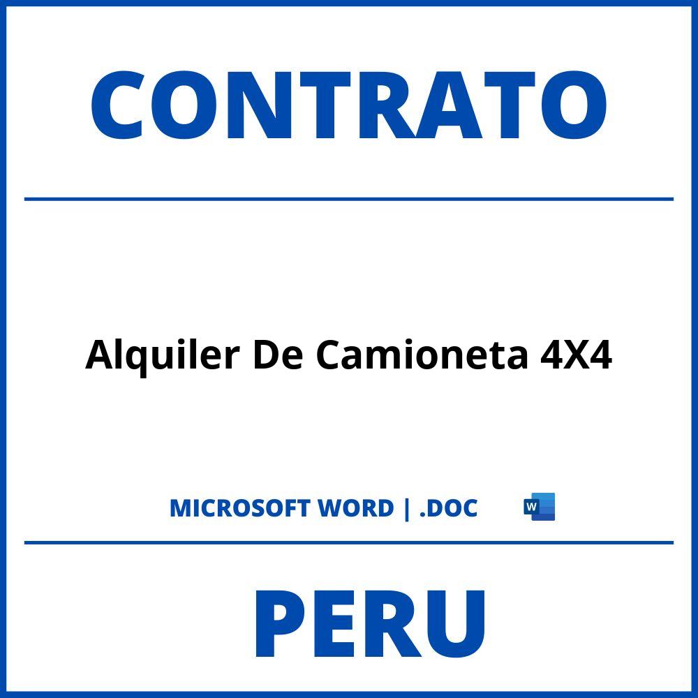 Contrato De Alquiler De Camioneta 4x4 En Formato Word Peru