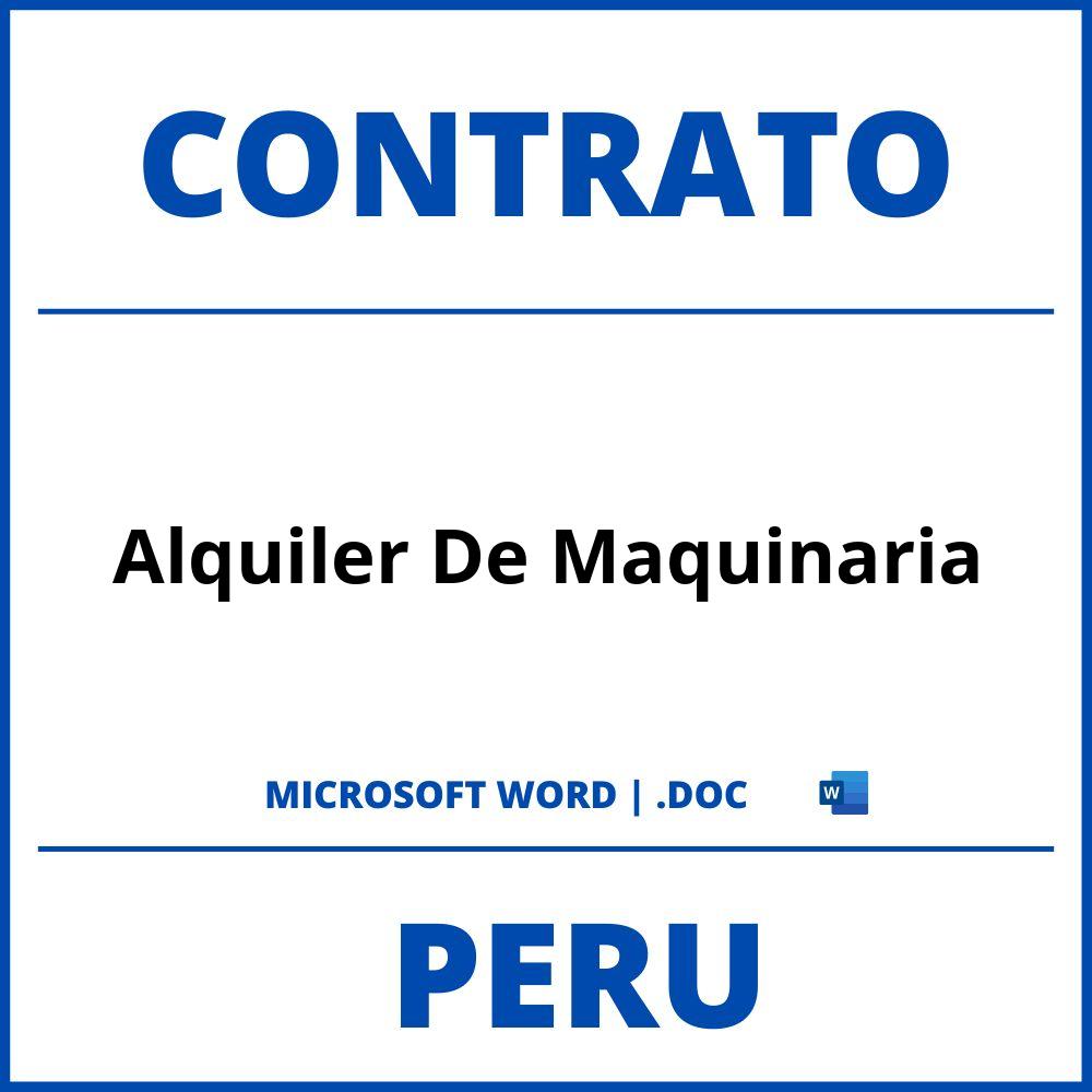 Contrato De Alquiler De Maquinaria