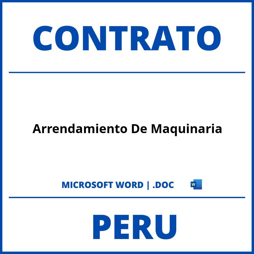 Contrato De Arrendamiento De Maquinaria WORD Peru