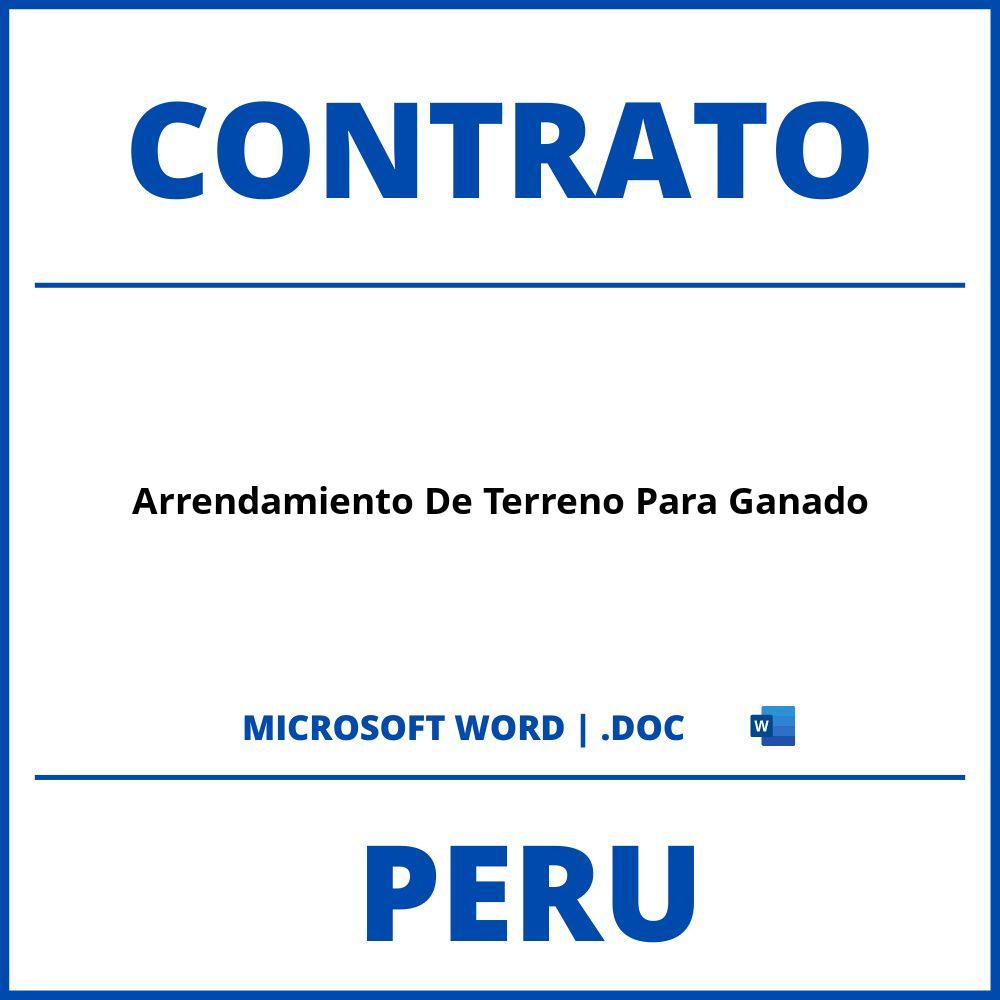 Contrato De Arrendamiento De Terreno Para Ganado